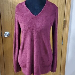 J Jill burgandy soft vneck sweater